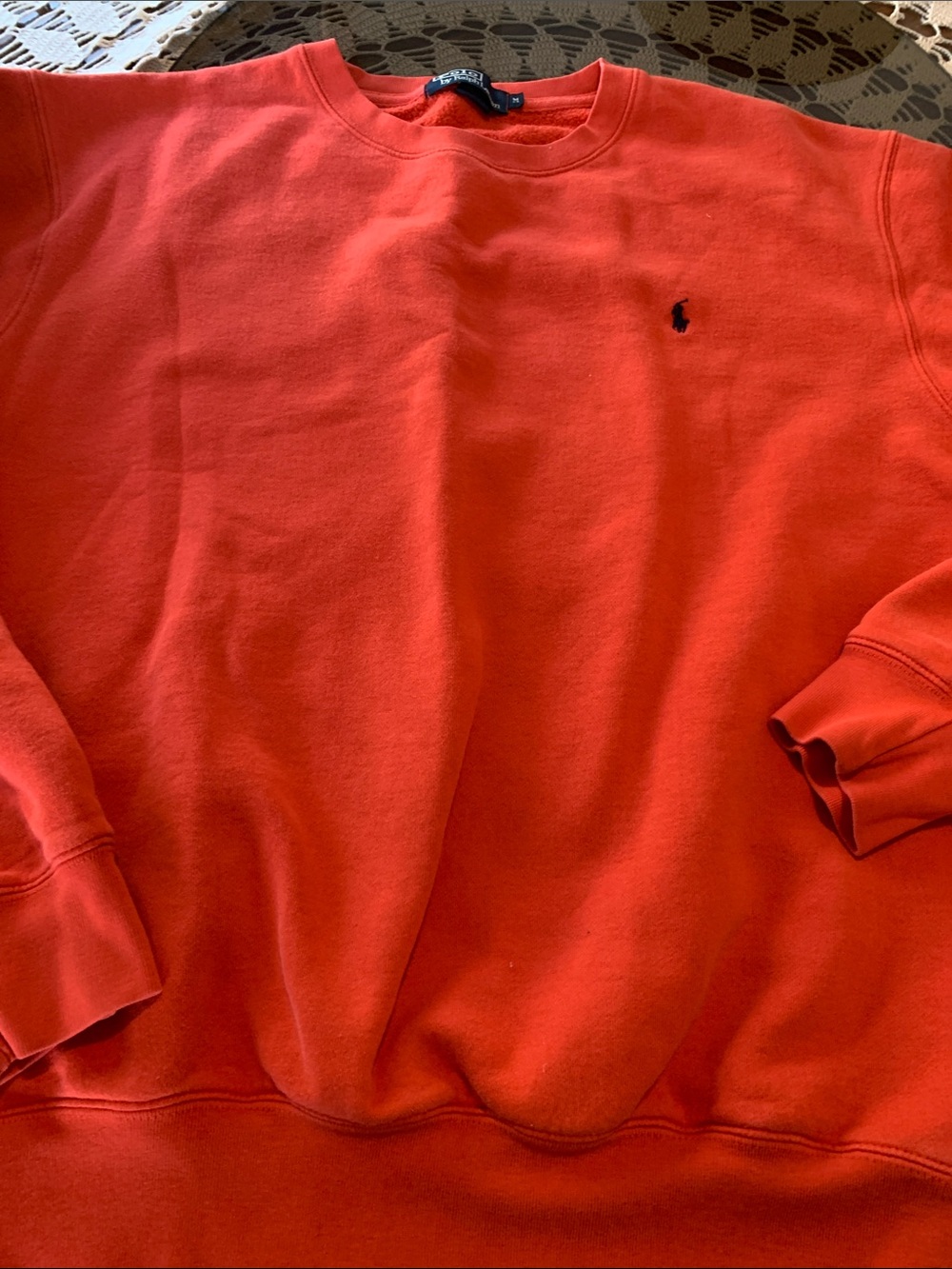 Polo by Ralph Lauren Orange Crewneck Sweatshirt with Embroidered Pony